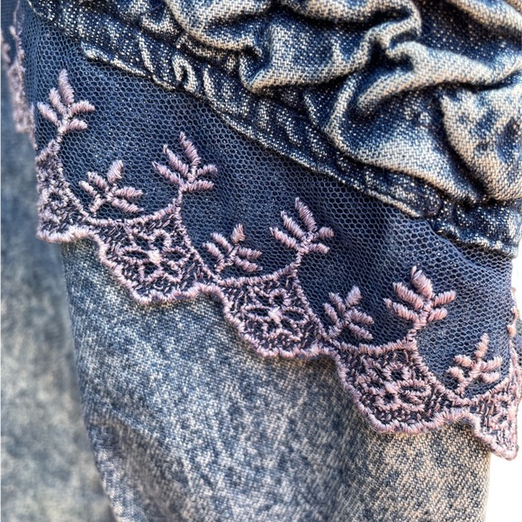 Vintage Distressed Cowgirl Western Line Dancing Denim Top Embroidered - Picture 11 of 15